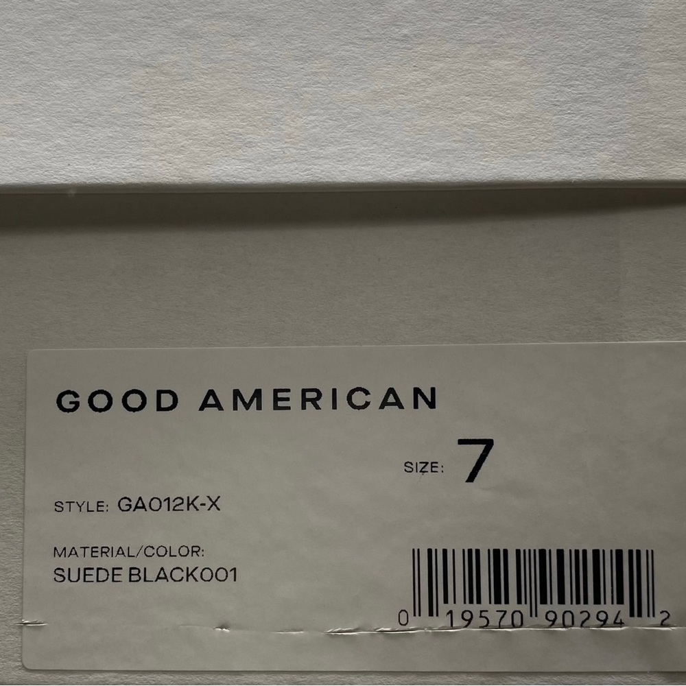Good American Bootie Scandal Black Suede Leather Lace Up Heeled Ankle Size 7 - Picture 6 of 10
